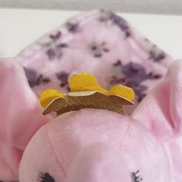 Manhattan Kids Babe Luxe Pink Elephant with Crown Security Blanket Lovey Flowers - Picture 5 of 8